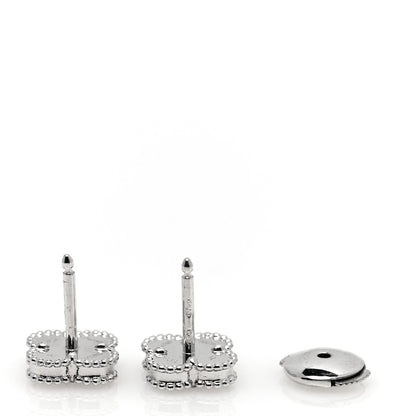 Van Cleef & Arpels 18K White Gold Mother of Pearl Sweet Alhambra Earrings 3 of 5