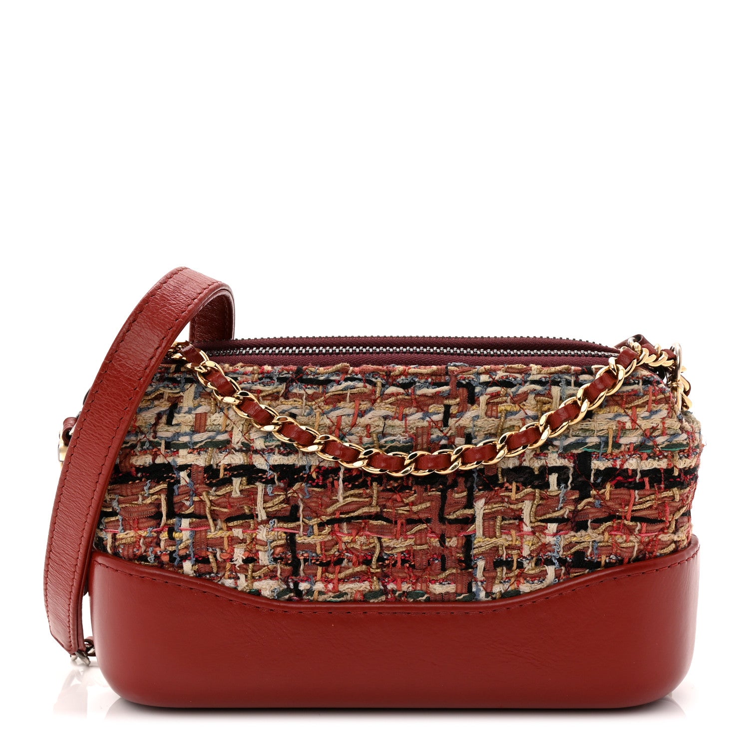 Chanel Tweed Calfskin Small Gabrielle Clutch With Chain Red 1 of 10