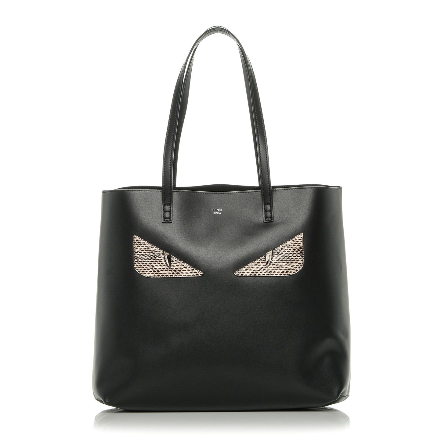 Vitello Ginevra Elaphe Monster Eyes Shopping Tote Black Naturale