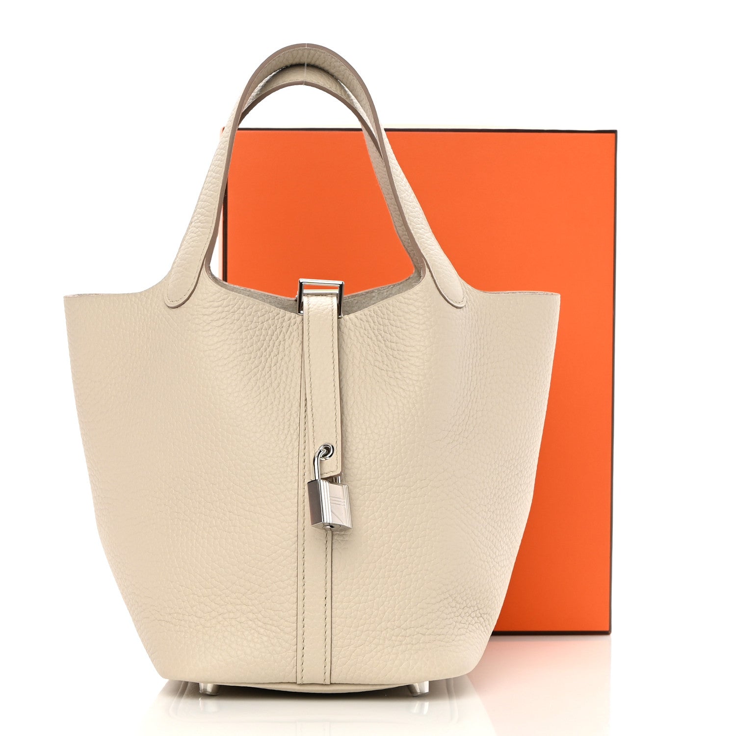 Hermes Taurillon Clemence Picotin Lock 18 PM Beton 9 of 11