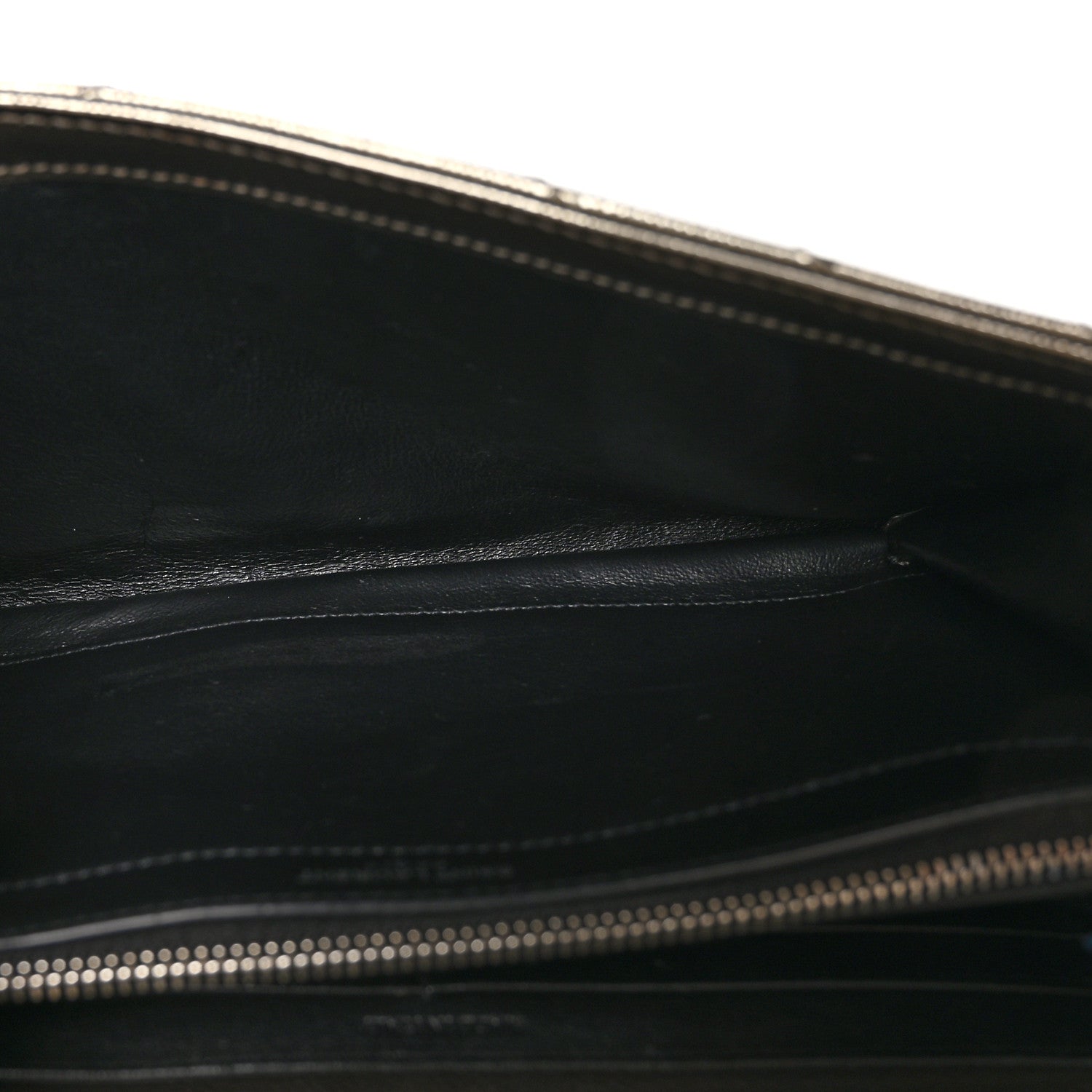 Saint Laurent Metallic Grain De Poudre Matelasse Chevron Monogram Envelope Chain Wallet Piombo 5 of 13