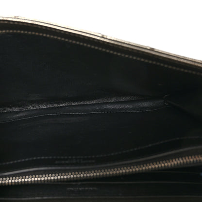 Saint Laurent Metallic Grain De Poudre Matelasse Chevron Monogram Envelope Chain Wallet Piombo 5 of 13