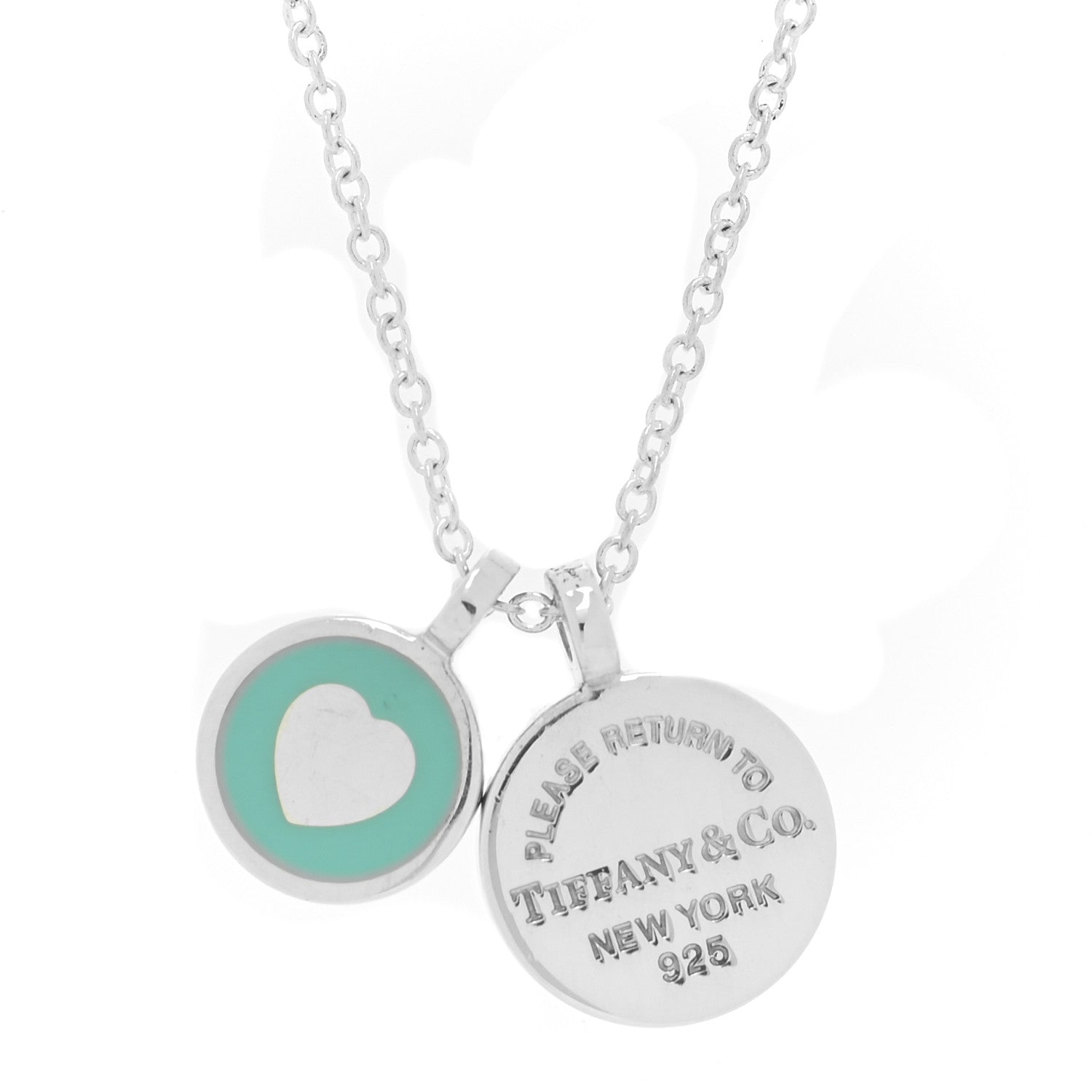 Tiffany Sterling Silver Enamel Return to Tiffany Double Round Tag Pendant Necklace Blue 4 of 6