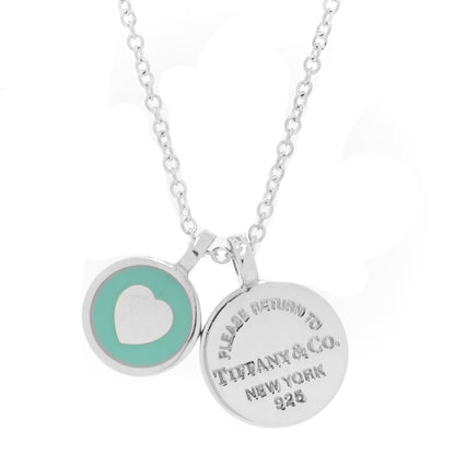 Tiffany Sterling Silver Enamel Return to Tiffany Double Round Tag Pendant Necklace Blue 4 of 6