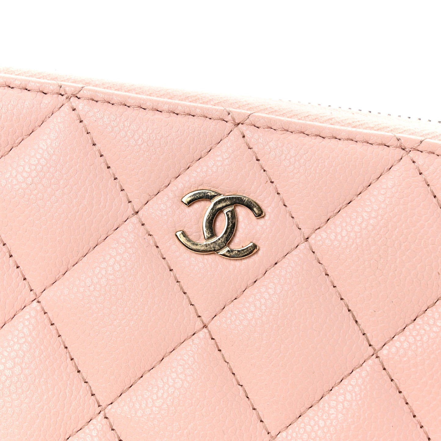 Caviar Quilted Large Gusset Zip Around Wallet Light Pink