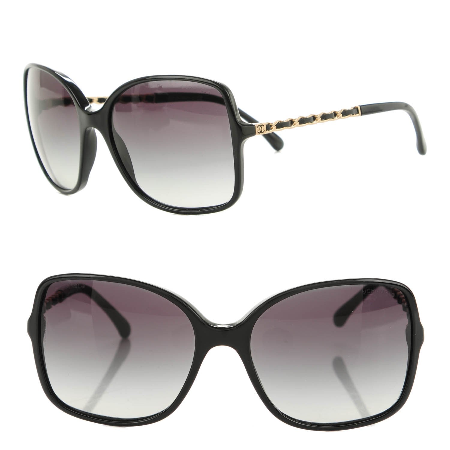 Chanel Lambskin Square Chain Sunglasses 5210-Q Black 1 of 7