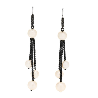 David Yurman Darkened Sterling Silver Pearl Drop Earrings 1 of 4