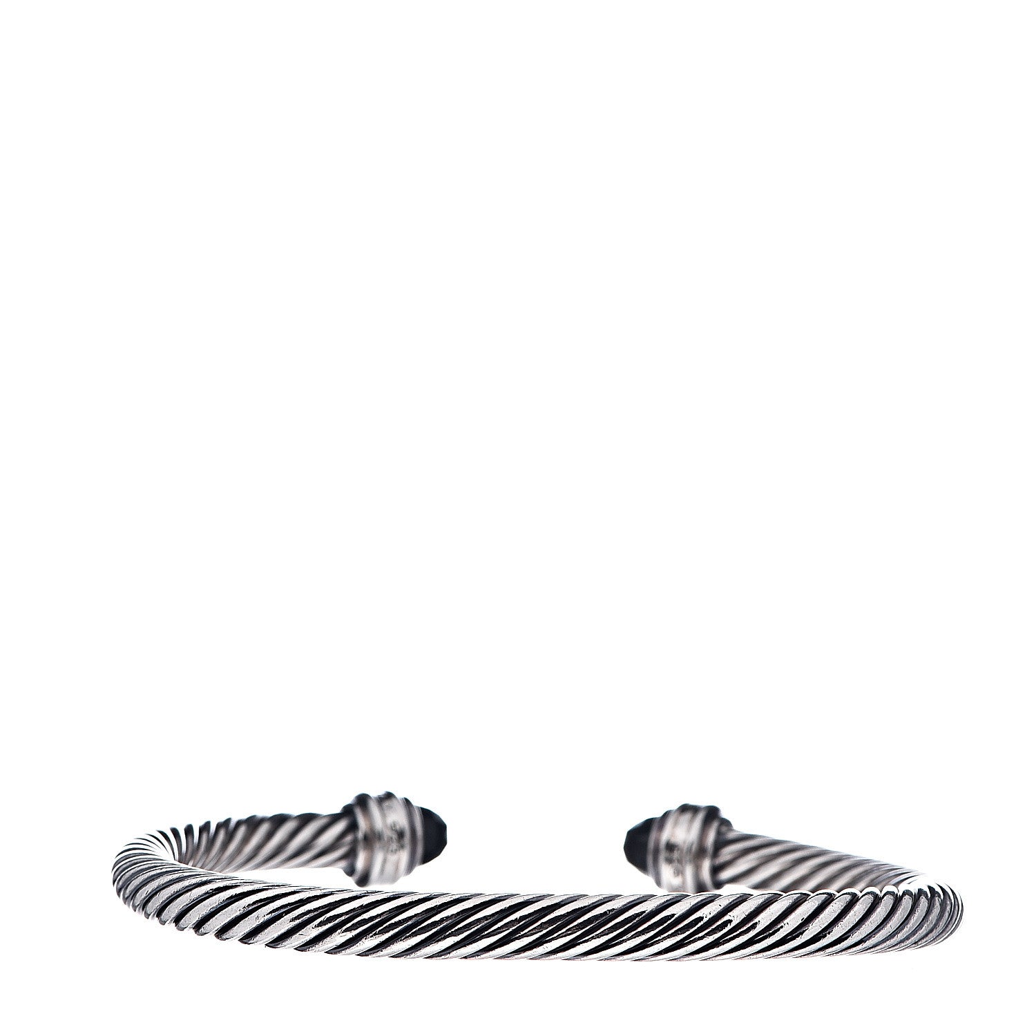 David Yurman Sterling Silver Diamond Black Onyx 5mm Cable Classics Princess Bracelet 3 of 4