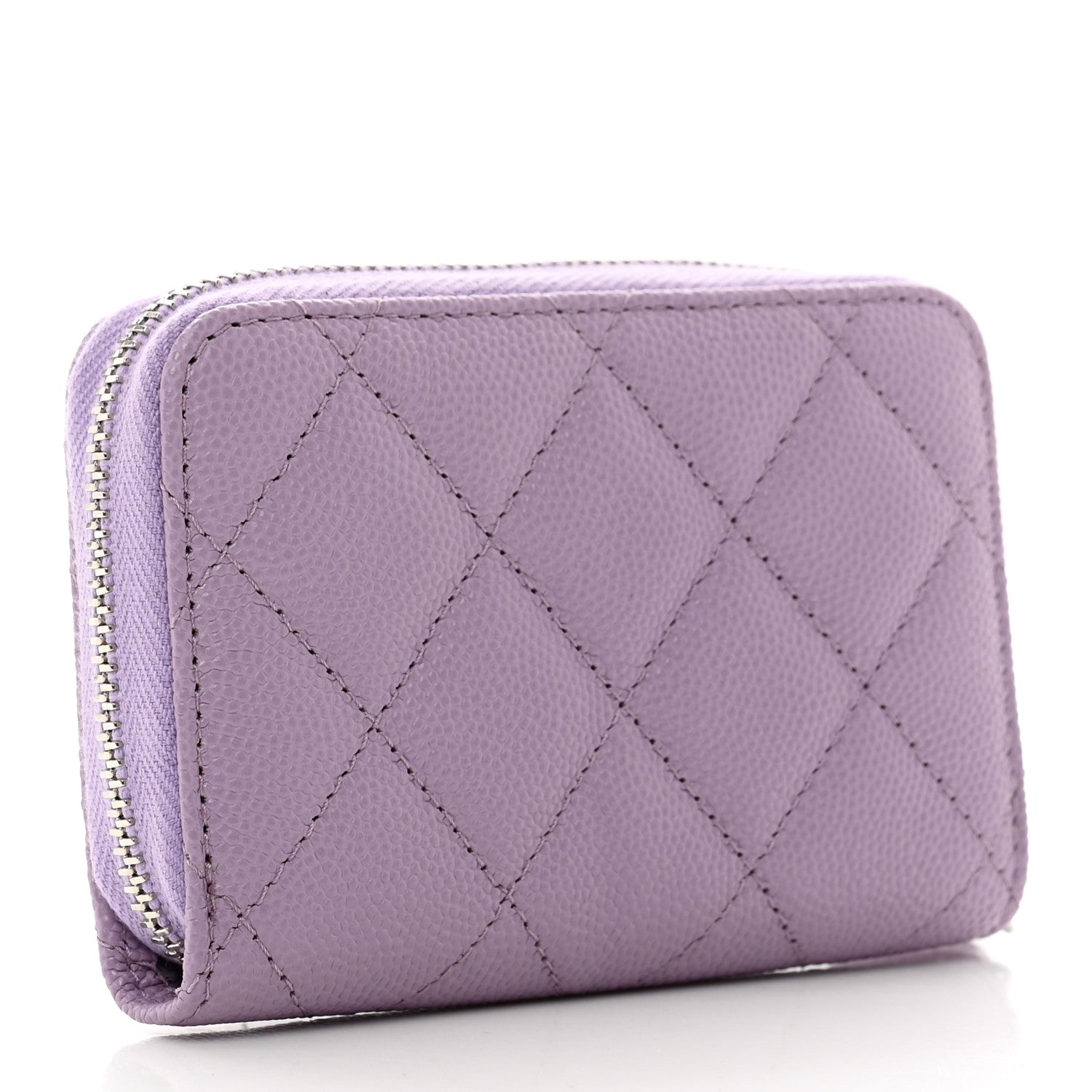 Chanel Caviar Quilted CC Logo Zip Coin Purse Purple 3 of 8