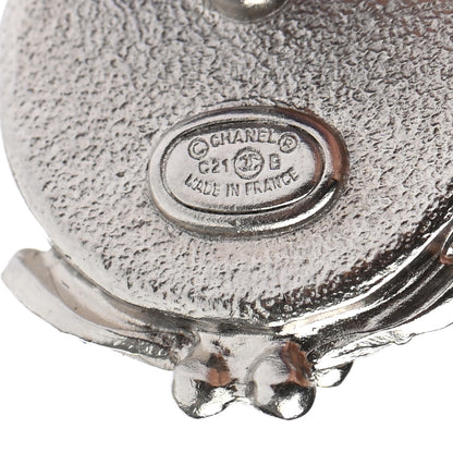 Chanel Pearl Crystal CC Round Earrings Silver 4 of 5