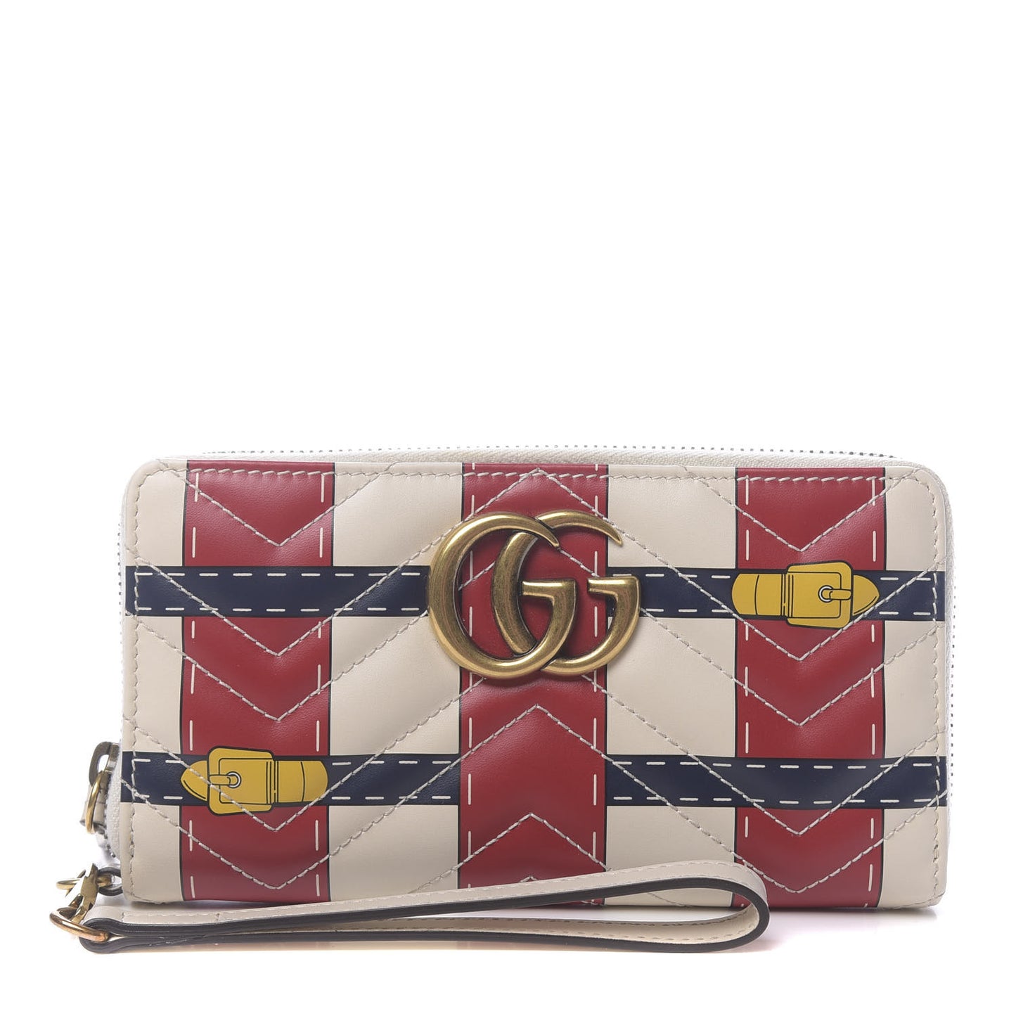Calfskin Matelasse Trompe L'Oeil Print GG Marmont Zip Around Wallet