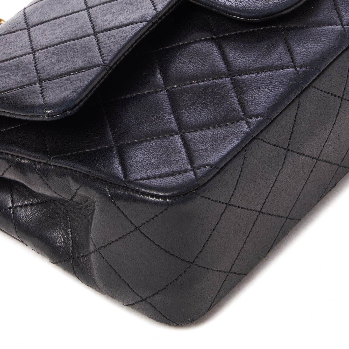 Lambskin Quilted Small Double Flap Black