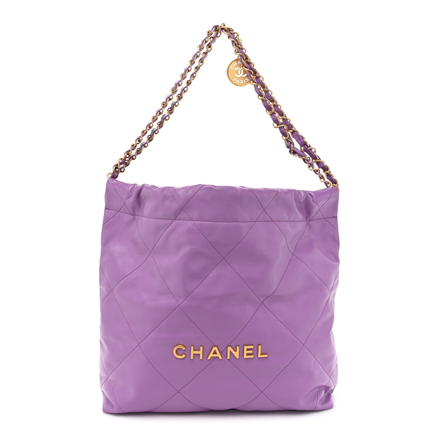 Chanel Shiny Calfskin Quilted Small Chanel 22 Purple 1 of 11