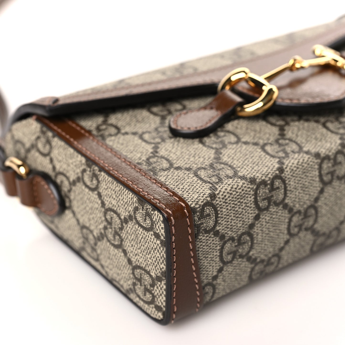 GG Supreme Monogram Mini Horsebit 1955 Shoulder Bag Beige Brown Sugar
