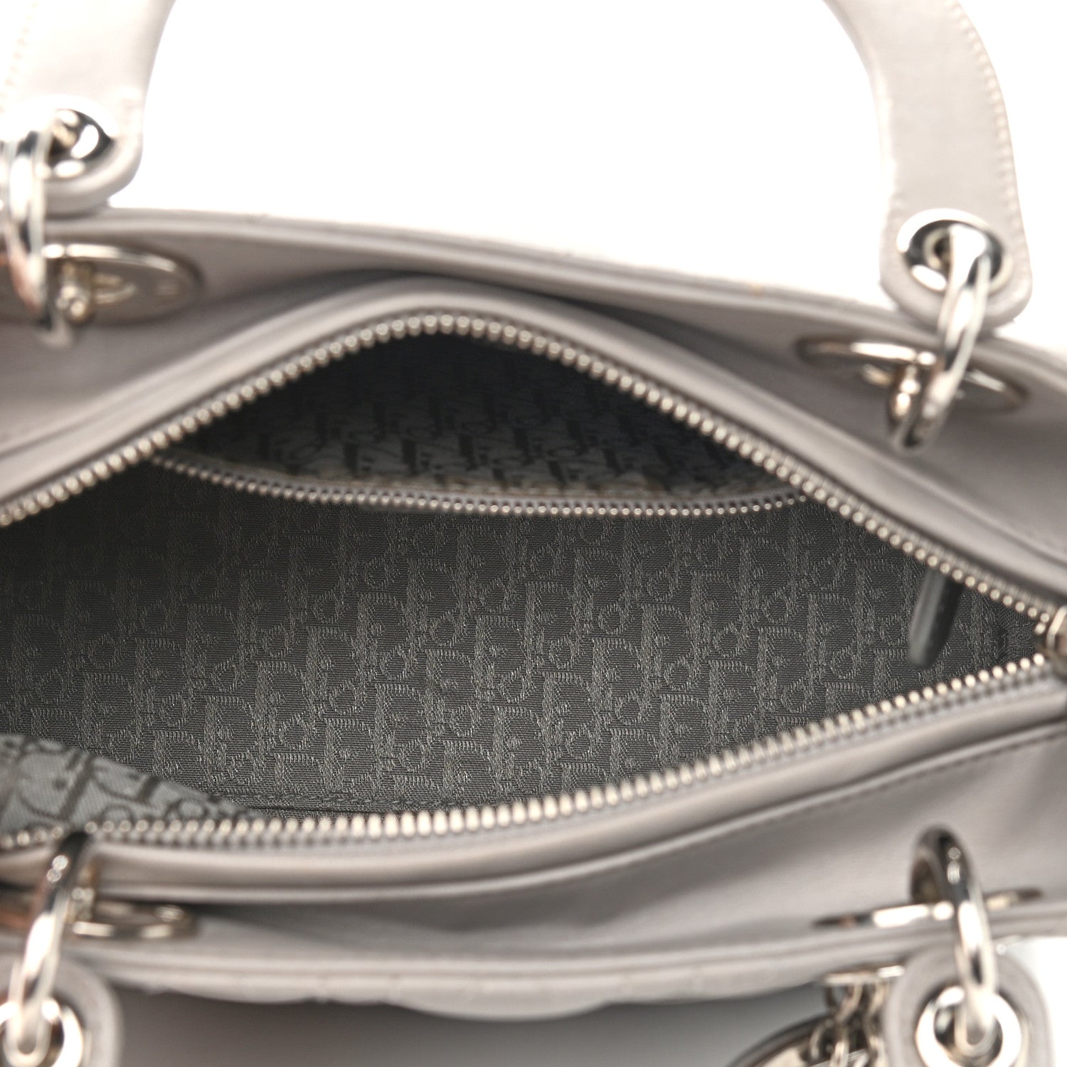 Christian Dior Lambskin Cannage Medium Lady Dior Grey 7 of 15