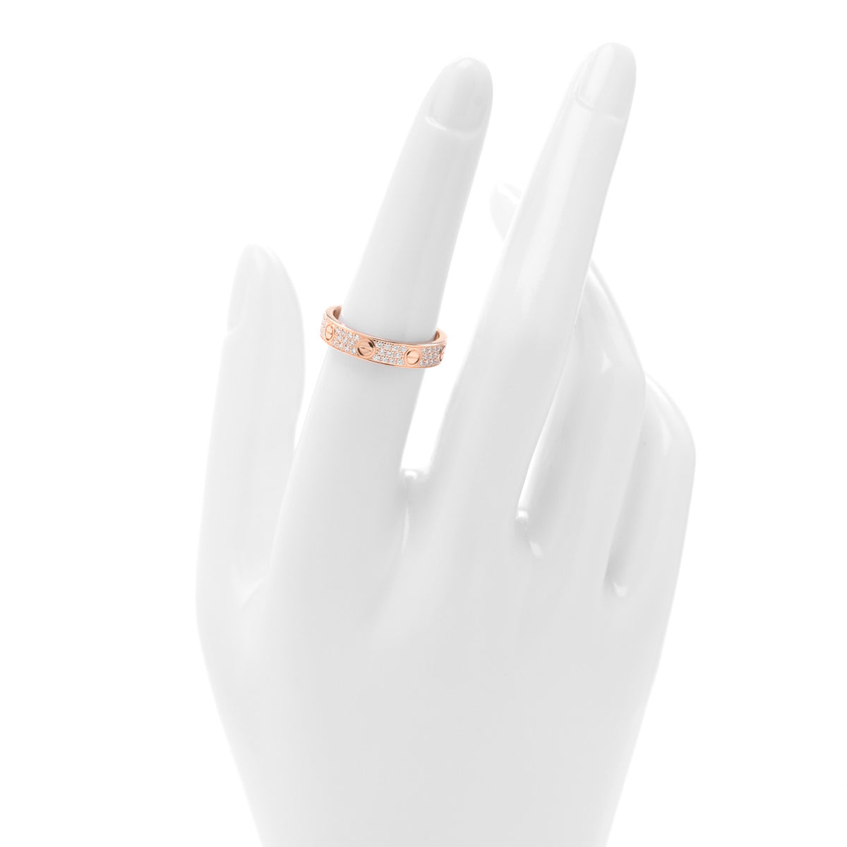 Cartier 18K Pink Gold Diamond 4mm LOVE Wedding Paved Band Ring 53 6.5 2 of 4