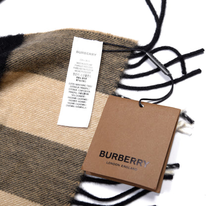 Burberry Cashmere Mega Check Fringe Scarf Camel 4 of 4
