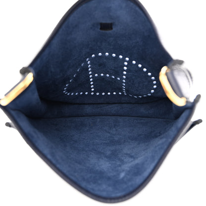 Hermes Taurillon Clemence Quadrille Evelyne III PM Bleu Nuit Bleu Saphir Anemone Capucine 5 of 10
