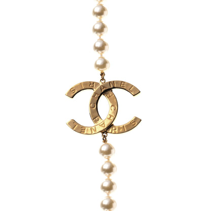 Chanel Graduated Pearl CC Long Necklace Gold 4 of 5