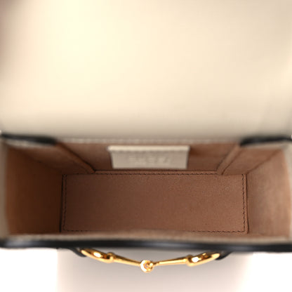 Gucci GG Supreme Monogram Azalea Calfskin Mini Horsebit 1955 Crossbody Bag Beige Ebony Mystic White 5 of 10