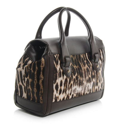 Gucci Pony Hair Leopard Print Medium Heritage Boston Bag Brown 3 of 9