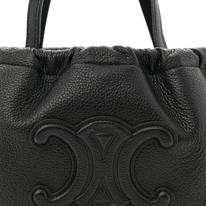 Celine Calfskin Cuir Small Triomphe Cabas Drawstring Black 8 of 10