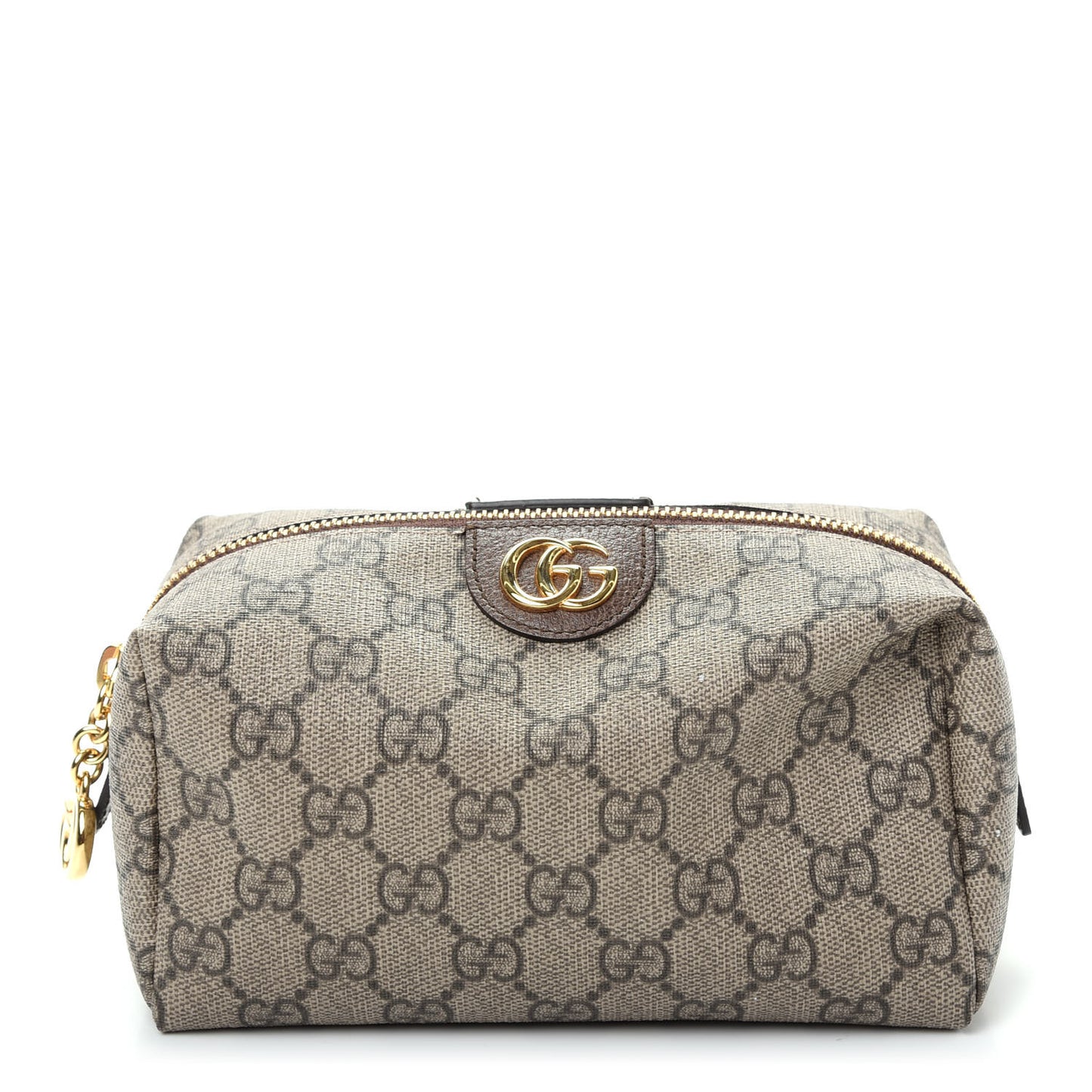 Soft GG Supreme Monogram Calfskin Medium Ophidia Cosmetic Case Beige Ebony New Acero