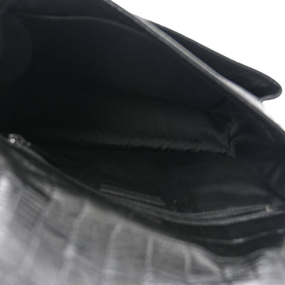 Saint Laurent Crocodile Embossed Lambskin Monogram Medium Niki Chain Satchel Black 5 of 10