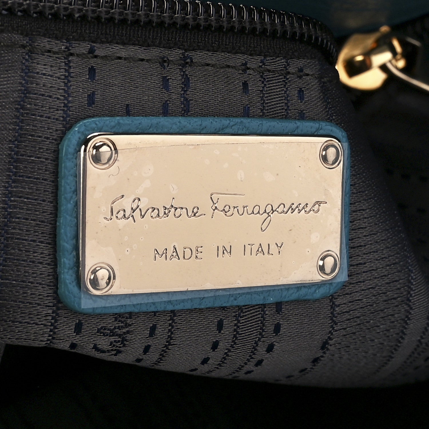 Salvatore Ferragamo Buffalo Betulla Tote Teal 6 of 11