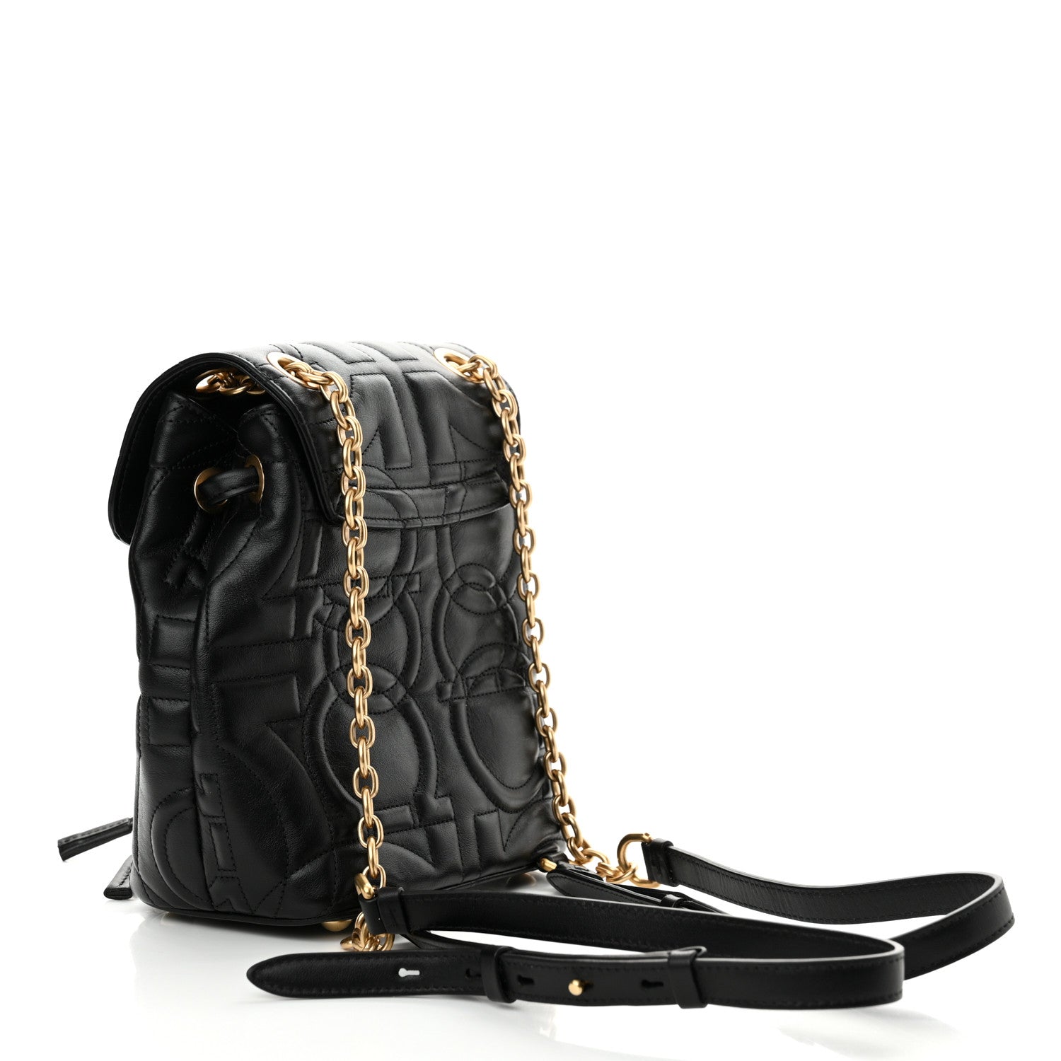 Salvatore Ferragamo Calfskin Quilted Gancini Backpack Black 3 of 11