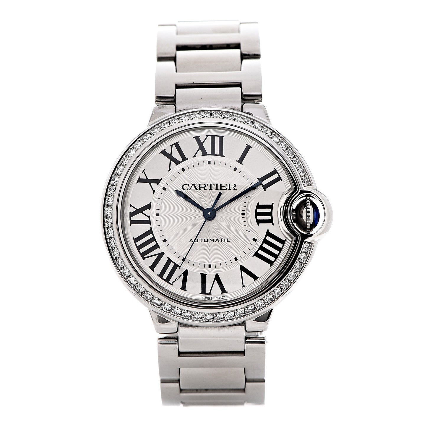 Stainless Steel Diamond Bezel 36mm Ballon Bleu De Cartier Automatic Watch