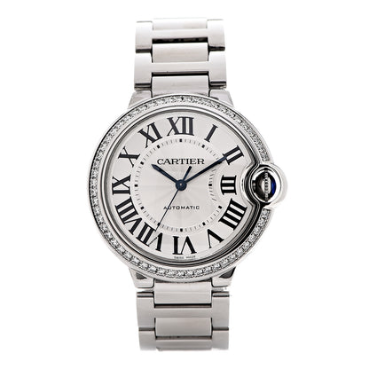 Cartier Stainless Steel Diamond Bezel 36mm Ballon Bleu De Cartier Automatic Watch 1 of 8