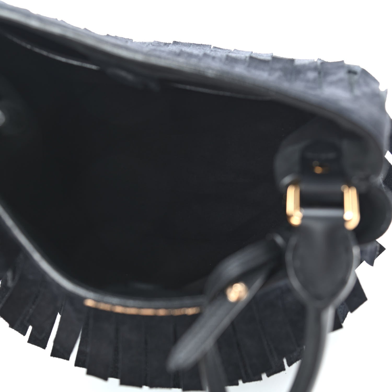 Burberry Prorsum Suede Fringe Bucket Bag Black 5 of 9
