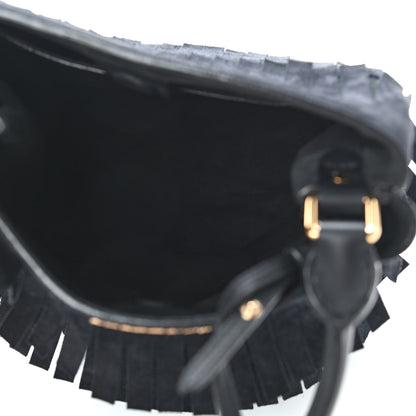 Burberry Prorsum Suede Fringe Bucket Bag Black 5 of 9
