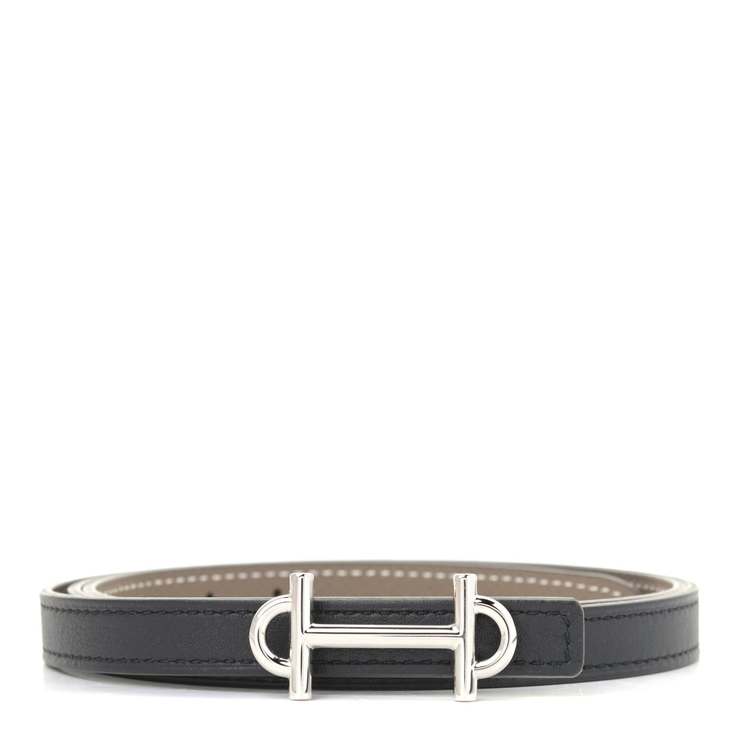 Hermes Swift Epsom 13mm Gamma Belt 85 Black Etoupe 1 of 7