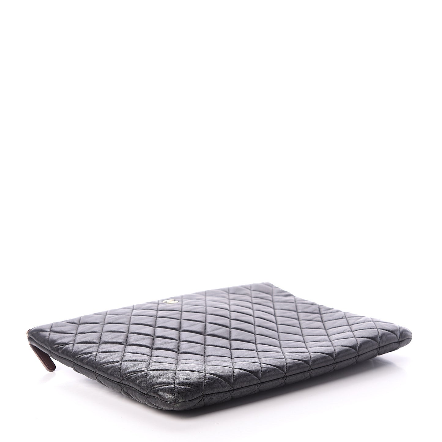 Lambskin Quilted Large Pouch Black