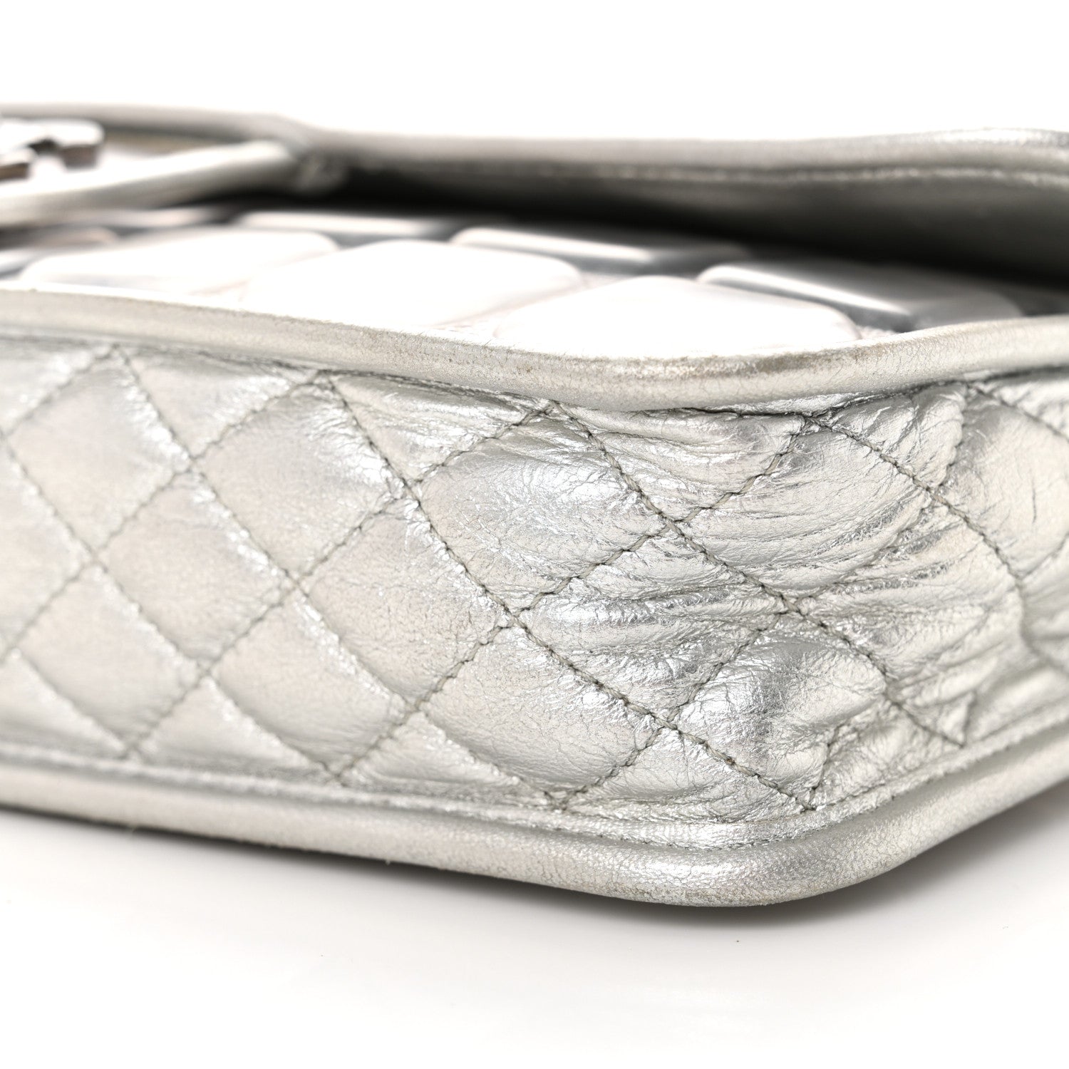 Chanel Vinyl Large Ice Cube Flap Silver 9 of 12