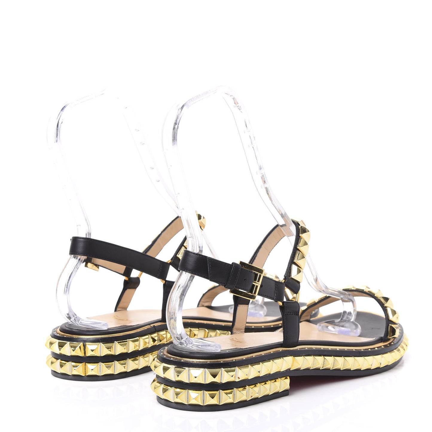 Calfskin Athossita Flat Sandals 40 Black Gold