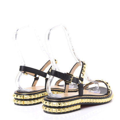 Christian Louboutin Calfskin Athossita Flat Sandals 40 Black Gold 4 of 8