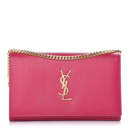 Saint Laurent Grain De Poudre Monogram Chain Wallet Bubblegum 1 of 10