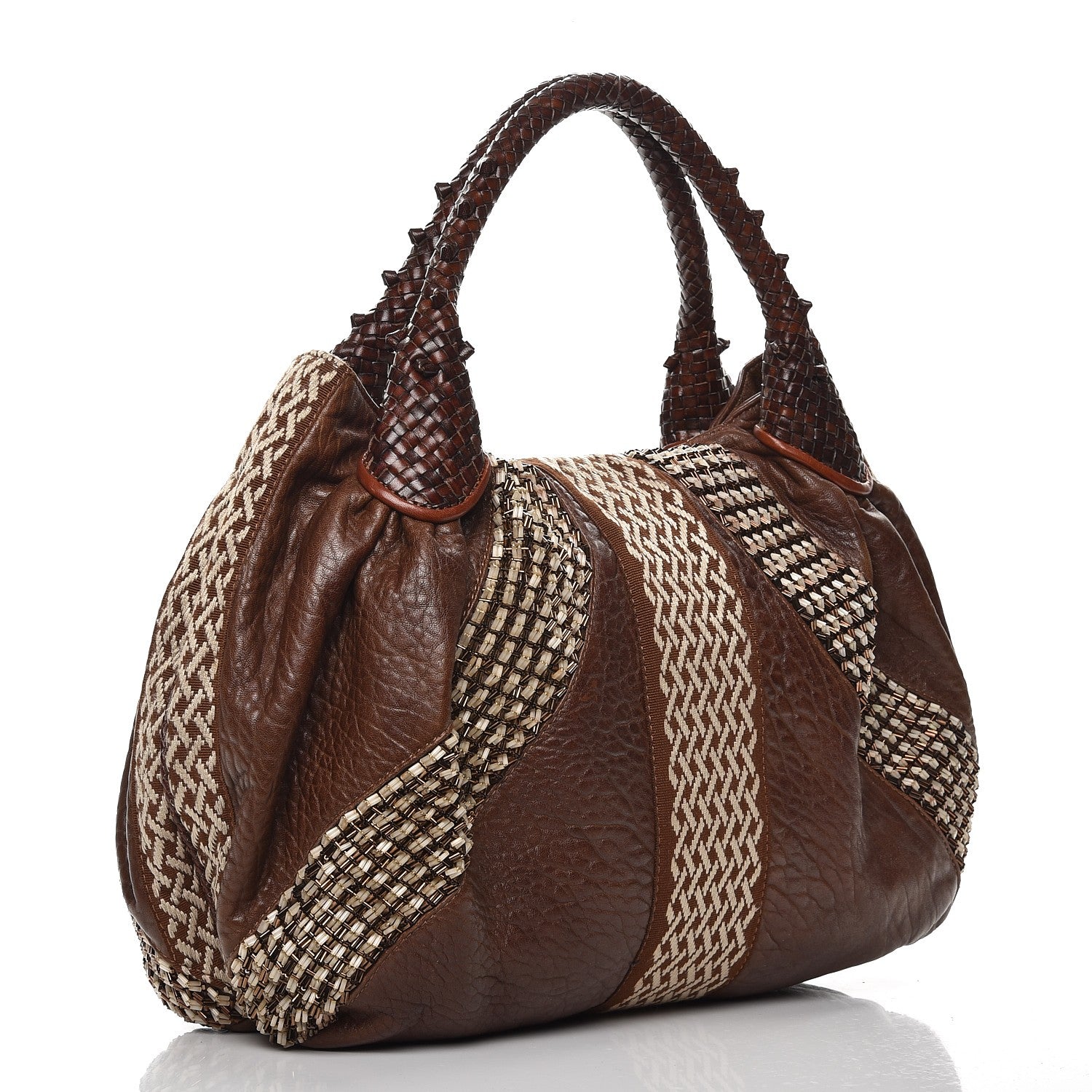 Fendi Nappa Embroidered Spy Cognac Avorio 3 of 8