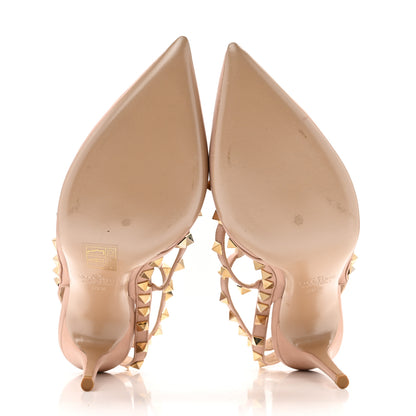 Valentino Garavani Calfskin Nappa Rockstud Ankle Strap Pumps 38.5 Poudre 6 of 12