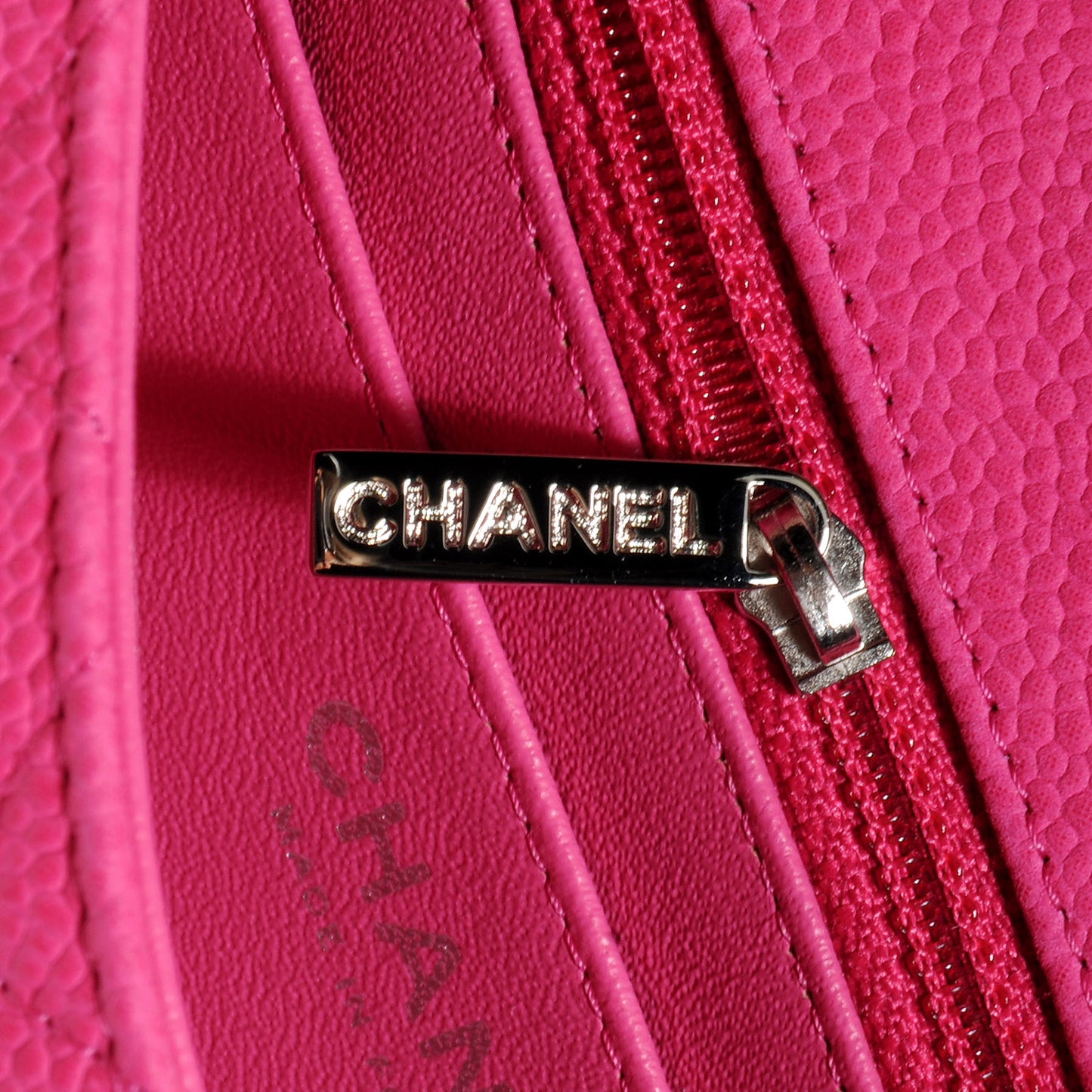 Iridescent Caviar Quilted Mini Flap Hot Pink