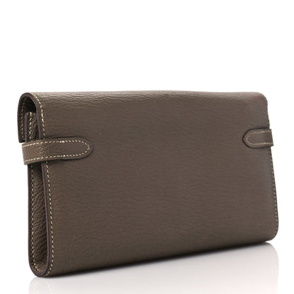 Hermes Chevre Mysore Kelly Longue Wallet Etoupe 3 of 6