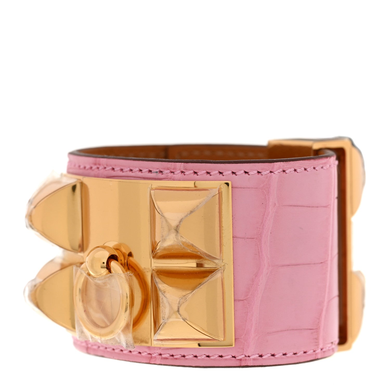 Hermes Matte Alligator Collier De Chien CDC Bracelet T1 5P Pink 1 of 5