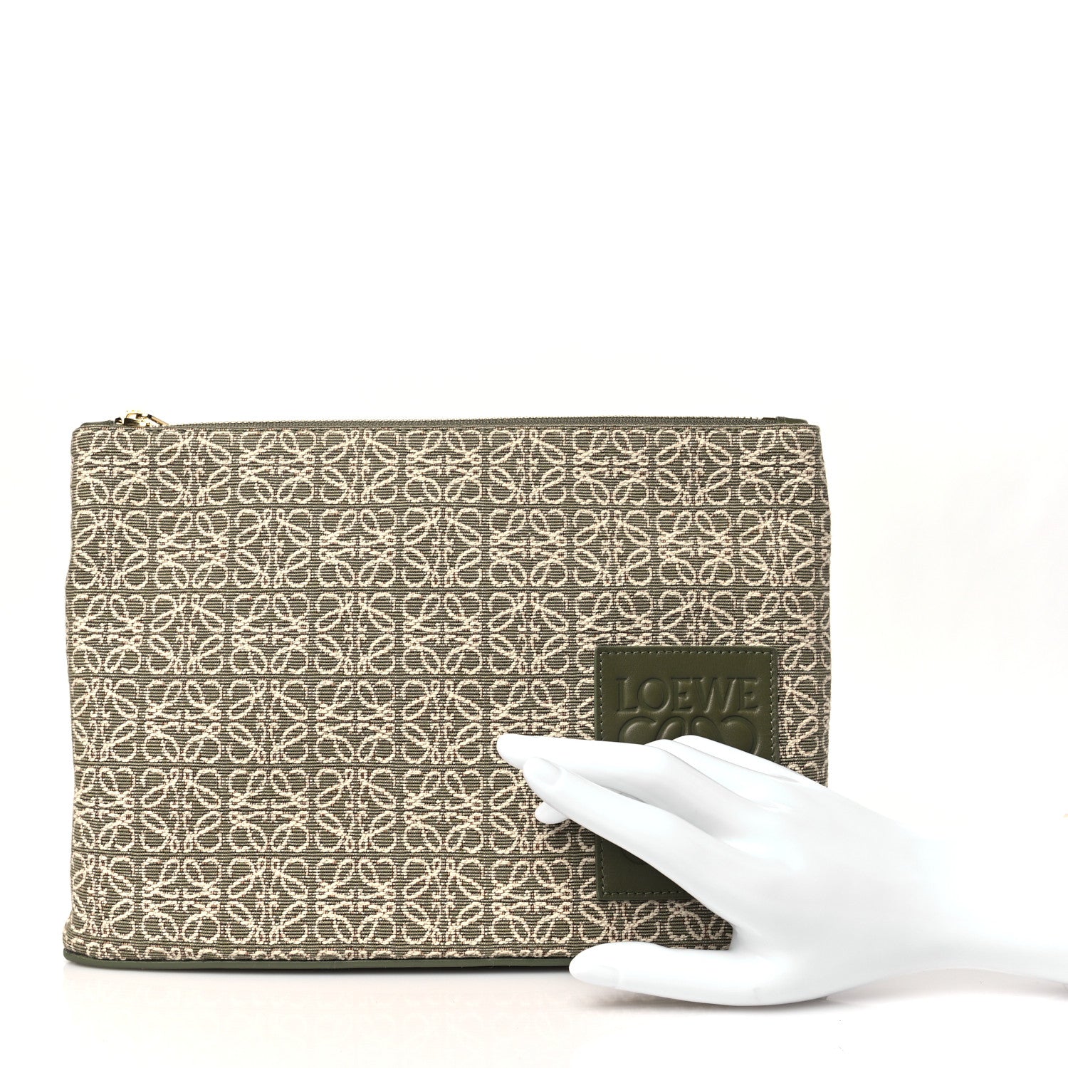 Loewe Jacquard Anagram Calfskin Clutch Avocado Green 2 of 10