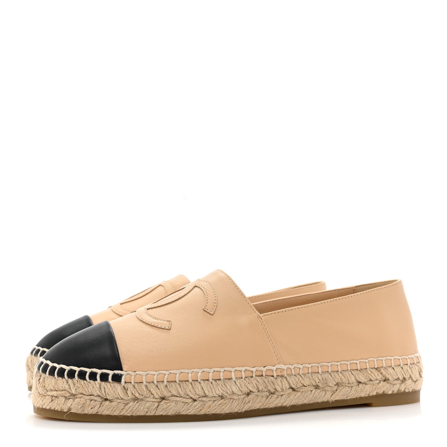 Lambskin CC Espadrilles 38 Beige Black