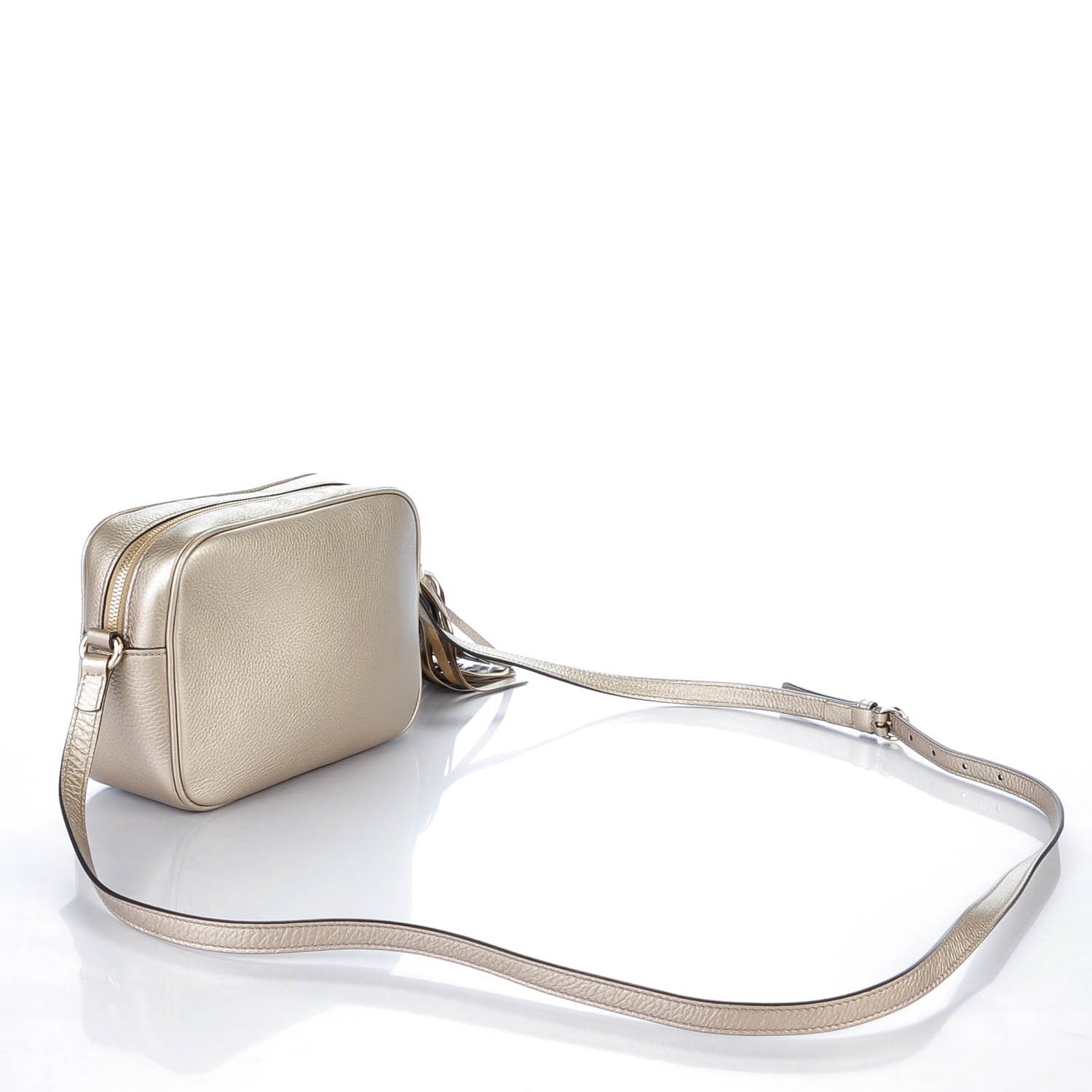 Gucci Metallic Pebbled Calfskin Small Soho Disco Bag Golden Beige 3 of 6