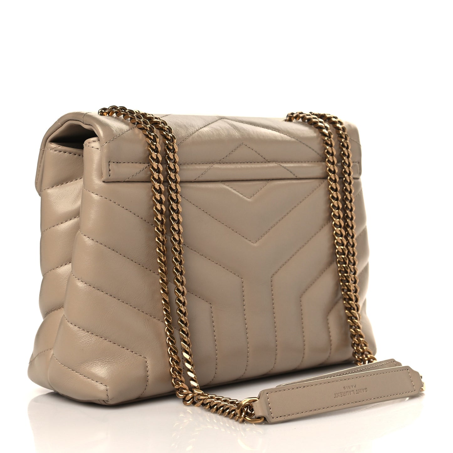 Calfskin Y Quilted Monogram Small Loulou Chain Satchel Dark Beige
