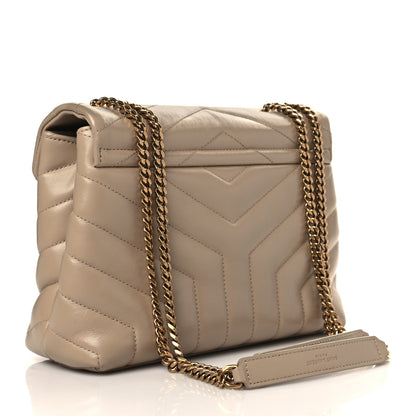 Saint Laurent Calfskin Y Quilted Monogram Small Loulou Chain Satchel Dark Beige 2 of 7